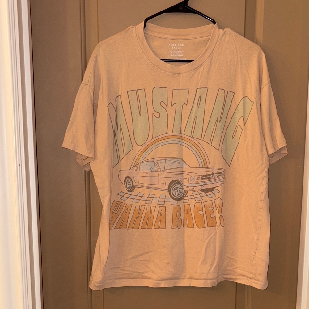 Oversized Mustang Tan Graphic T-Shirt